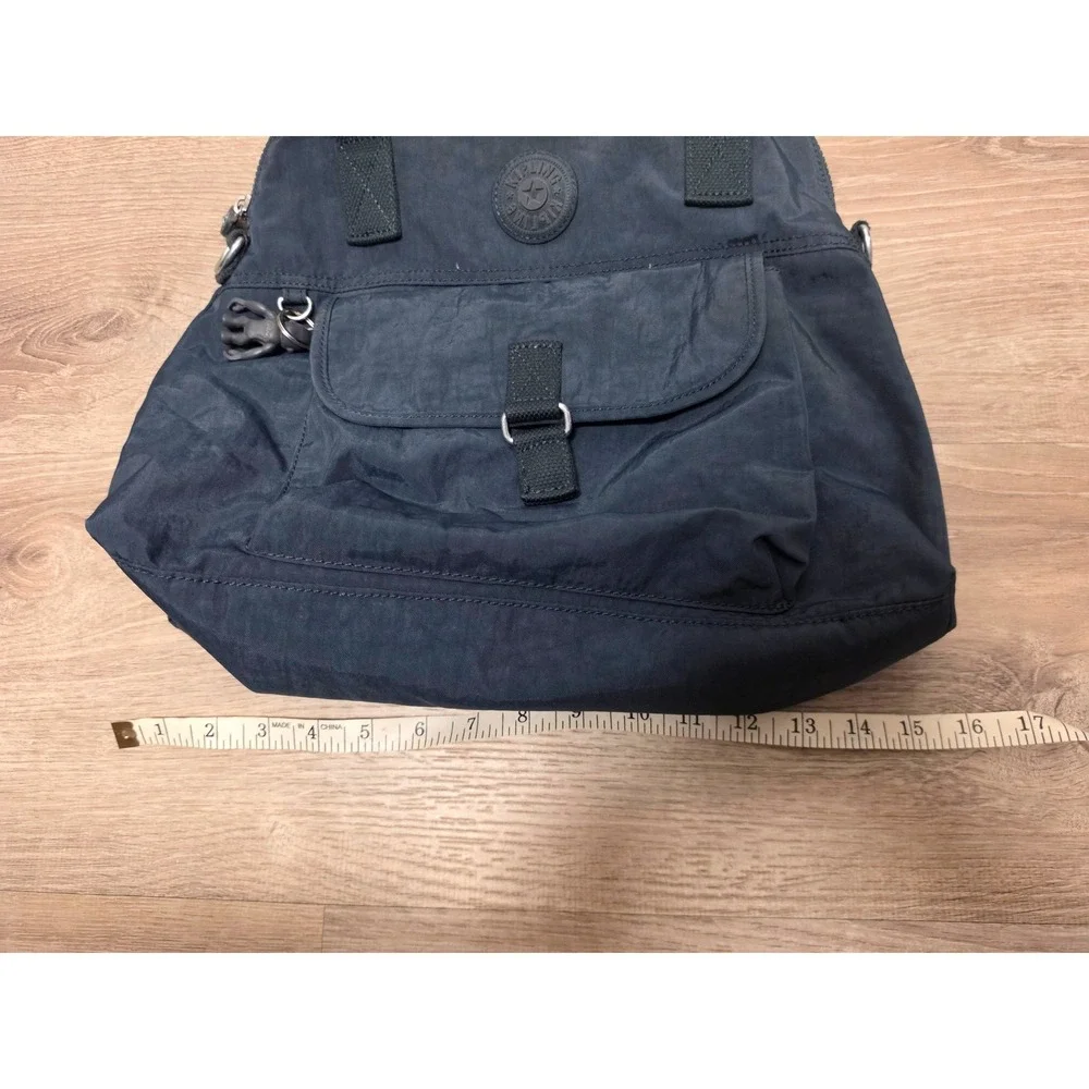 Kipling Defea Navy Blue Crinkle Nylon Handbag Satchel Monkey Keychain Messenger